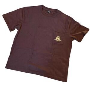 Cotton On Loose Fit Pocket Tee Brown Embroidered Crest T-Shirt Men’s Large